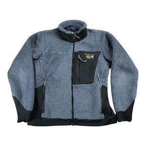 Vtg Mountain Hardware Monkey Man Deep Pile Fleece Full Zip Jacket Grey W's M USA